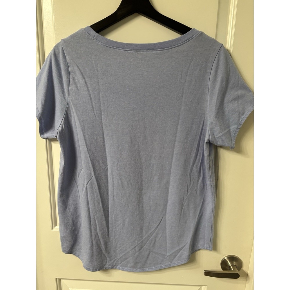 lucky brand womens top graphic tee floral short sleeve blue size large pre owned - Picture 5 of 5